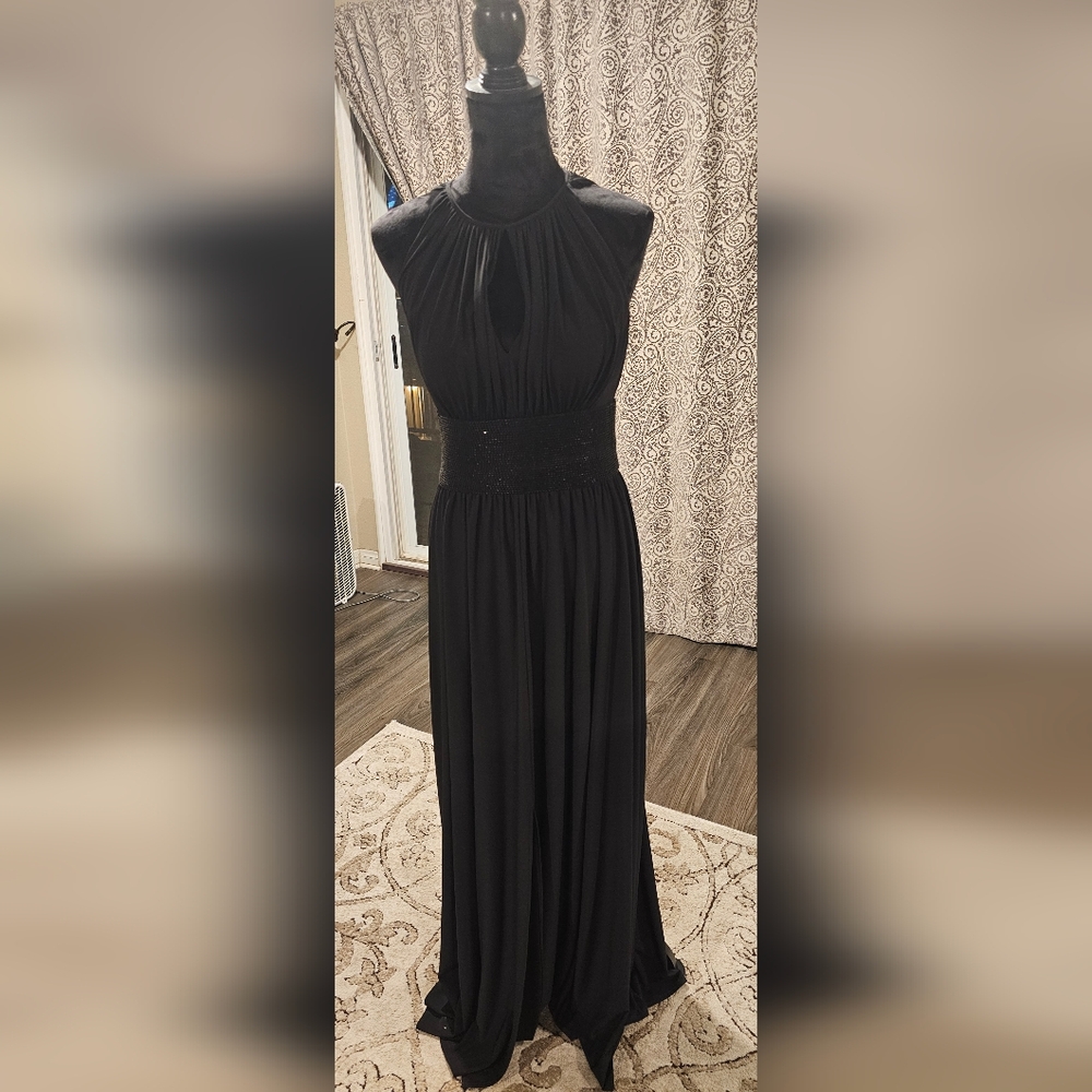 JS Boutique Black Halter Maxi Gown